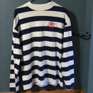 Rose embroidered striped long sleeve
